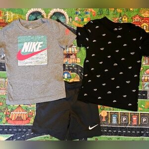 Nike Gray and Black Kids' T-Shirt Set with Shorts